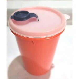 Vintage Tupperware 321-7  Orange Storage Container Lid & Blue Snap